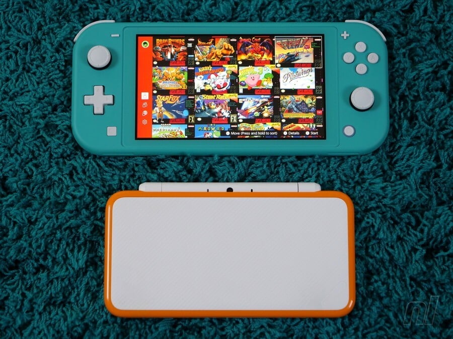 The clamshell 2DS size compared to the Switch Lite