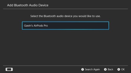 3. Nintendo Switch Select The Bluetooth Audio Device