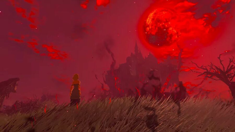 In Tears of the Kingdom's FIRST Blood Moon cutscene, what is Zelda's opening line?