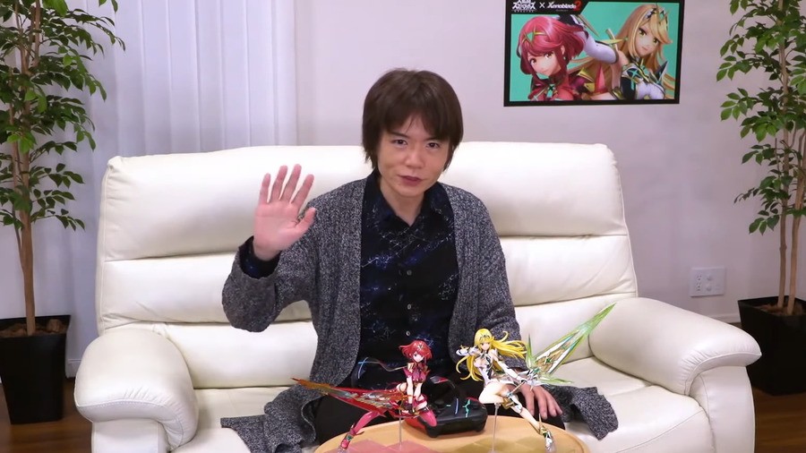 Sakurai showcasing the new fighters Pyra/Mythra from home