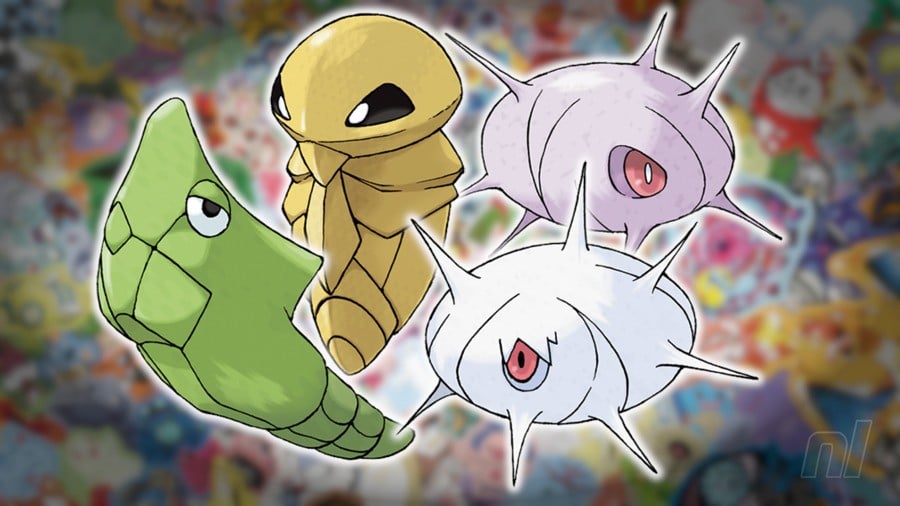 Metapod #11, Kakuna #14, Cascoon #268, and Silcoon #266
