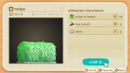 How to craft a hedge Animal Crossing New Horizons