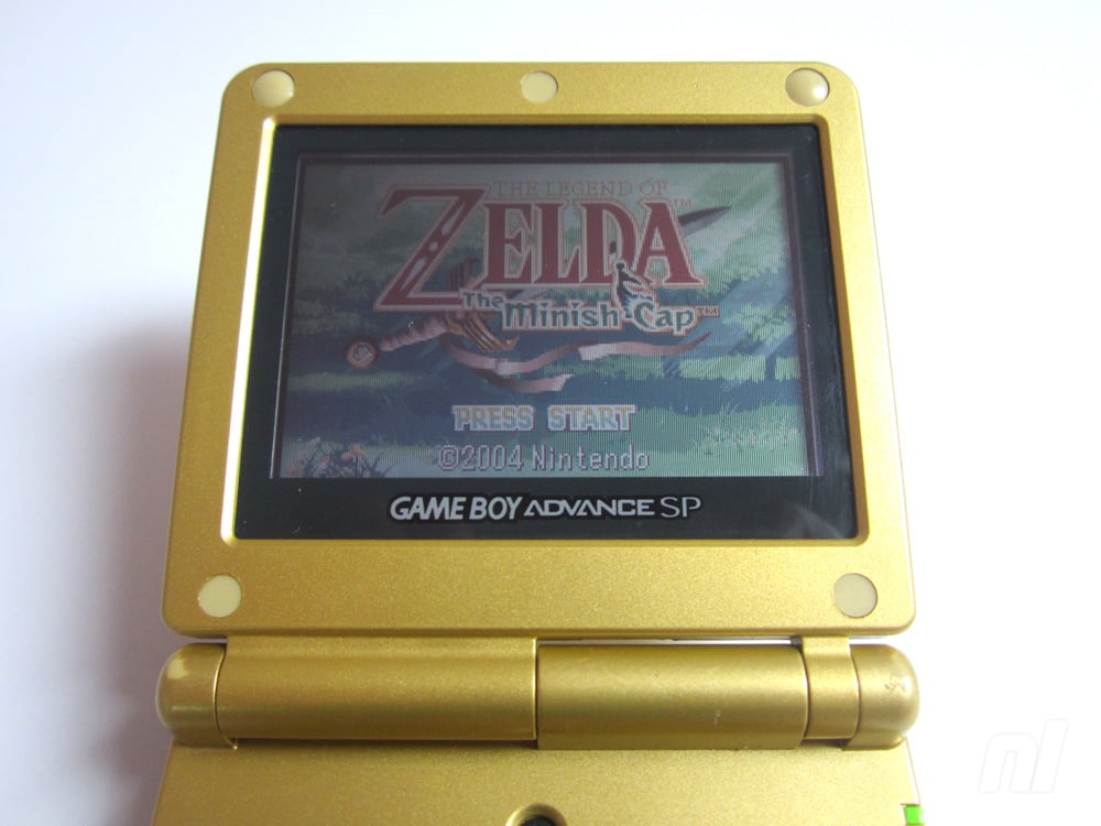 Console Nintendo Gameboy Advance SP Zelda Gold Triforce Edition Refurbished  With IPS V2 Ags-101 Backlit Screen 