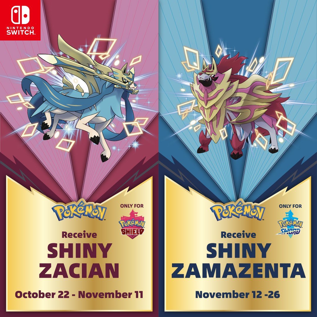 Pokémon Sword And Shield Shiny Zacian/Zamazenta Distribution Confirmed For  Us - Nintendo Life