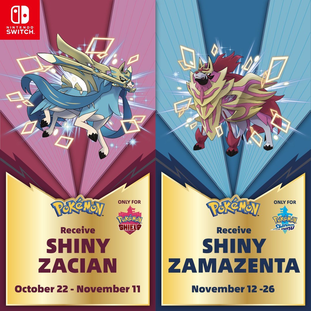 SwSh: Distribuição Shiny Zacian e Shiny Zamazenta em Portugal