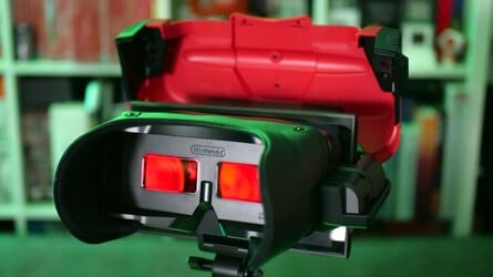 The top of the Virtual Boy accessory flips open to reveal the aperture into which you place your Switch or Switch 2 console. The unit comes with the Switch 2 plate installed, but there's a Switch 1 plate included in the box if you have the original model. You'll need a screwdriver to install it, however