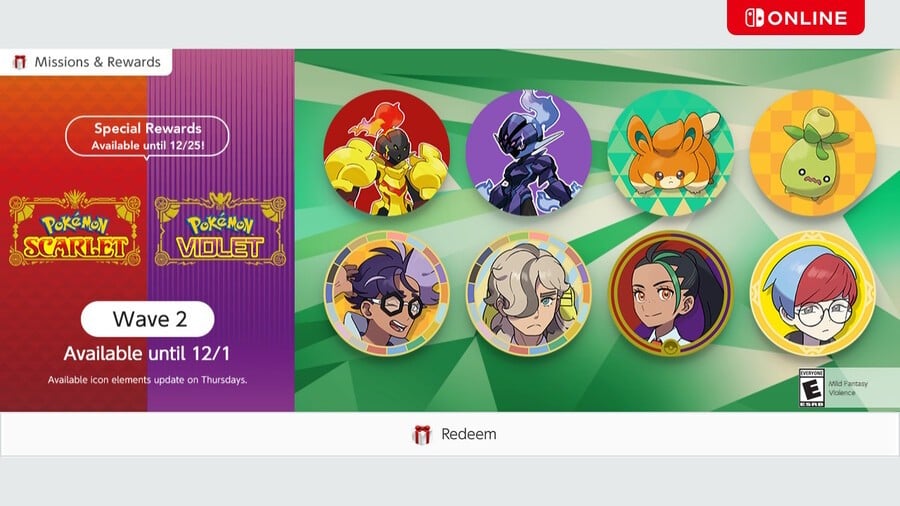 Pokémon Scarlet and Violet Nintendo Switch Online Icons