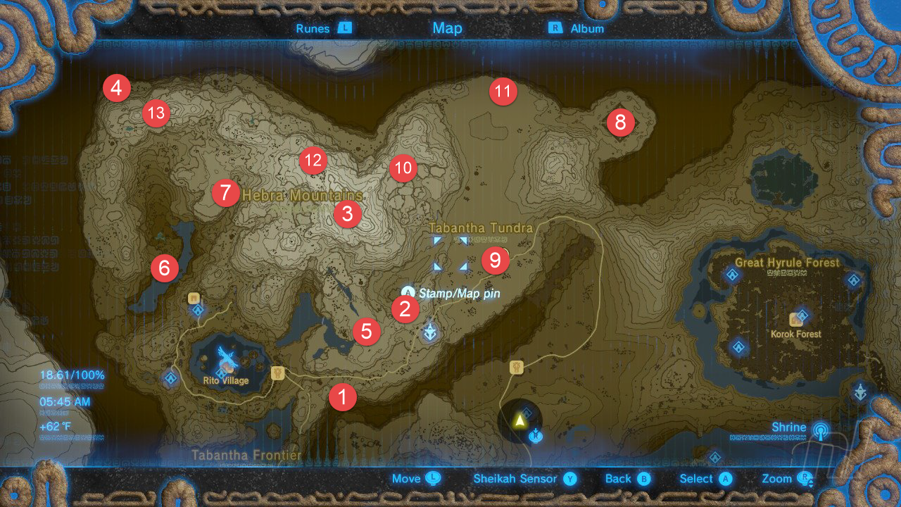 Hebra Mountains Tower Map