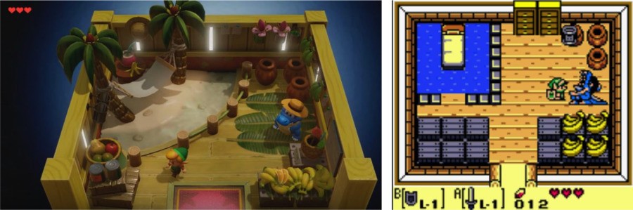 Sale's room on Switch (on the left), and the original (on the right)