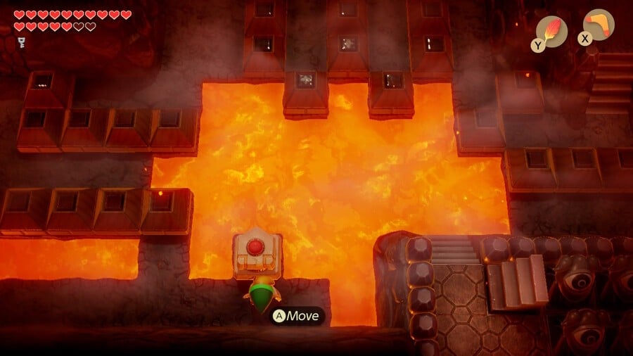 Lava filled central room with Tile-paving machine