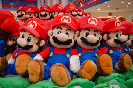 Once you exit the Mario Kart ride, you'll drift around a few corners and find yourself in this massive gift shop, decorated in racing decor and equipment