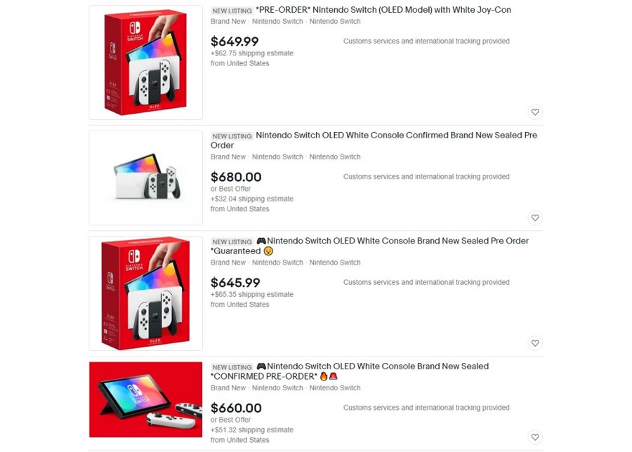 OLED Ebay Listelerini Değiştirin Nintendo Life