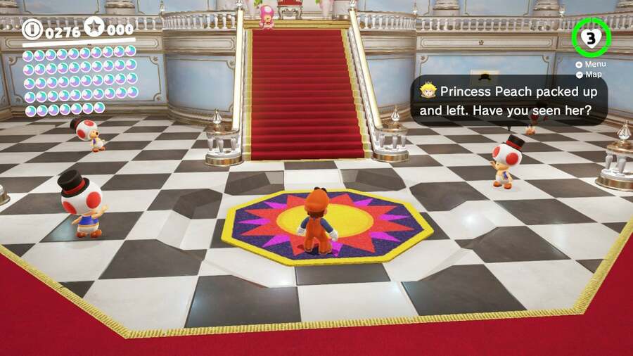 Peach's Castle in Super Mario Odyssey - you'd think Mario had learned not to look at the sun by now