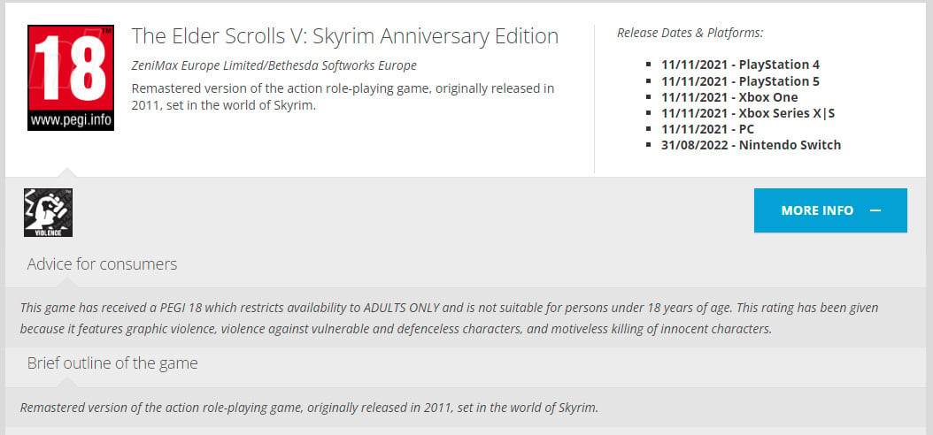 Skyrim Anniversary Edition Has (Again) Life Nintendo Switch Been Rated | For Nintendo