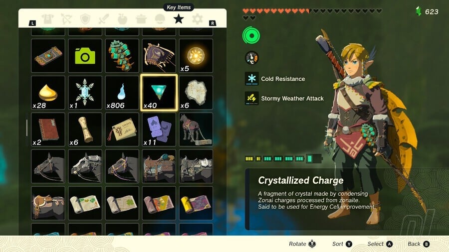 Crystallized Charge inventory TOTK