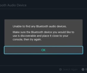 6. Nintendo Switch não conseguiu encontrar dispositivos Bluetooth