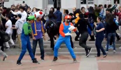 Super Mario Gangnam Style Flash Mob's Got Some Moves
