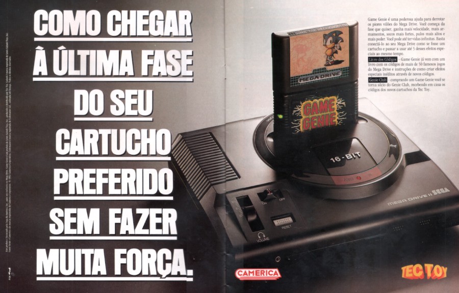 The Game Genie found its way onto other systems all over the world, as this Brazilian print ad for the Mega Drive version attests