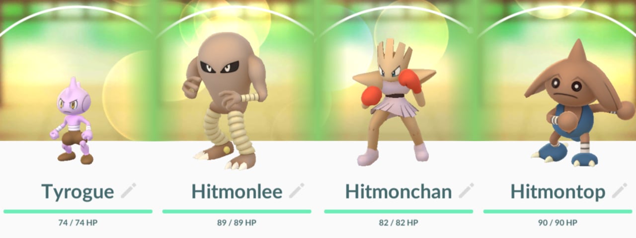 Pokemon Arts and Facts on X: Before Tyrogue's release in Pokemon GO,  Hitmonlee and Hitmonchan had their own candies, being replaced with Tyrogue  candies. Due to Tyrogue not being in Let's Go