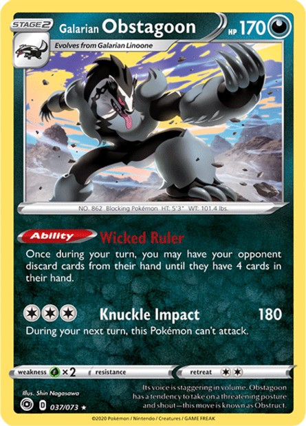 Pokemon TCG Champion S Path Galarian Obstagoon (37)