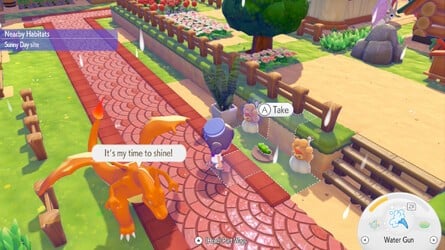 Pokémon Pokopia Charizard eating