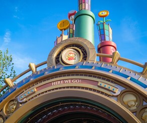 You'll enter Super Nintendo World through this portal