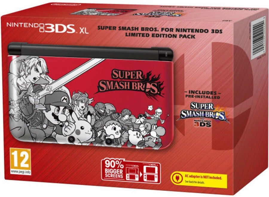 Super Smash Bros. 3DS XL pack is black, white and red all over