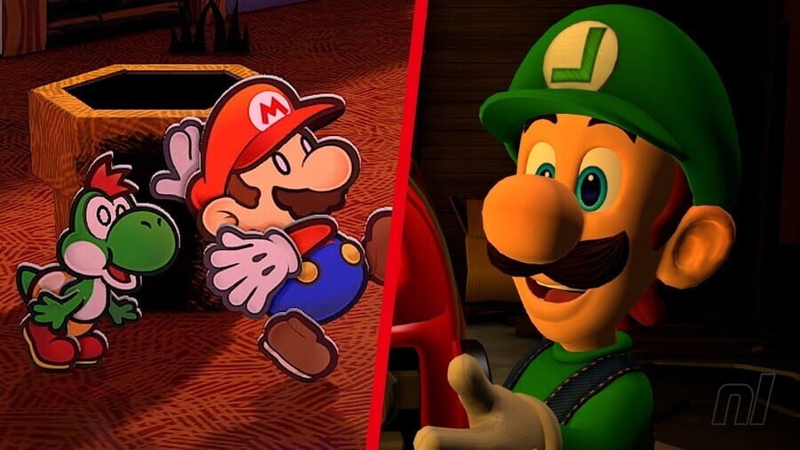 Paper Mario The Thousand-Year Door And Luigi's Mansion 2 HD screenshots split