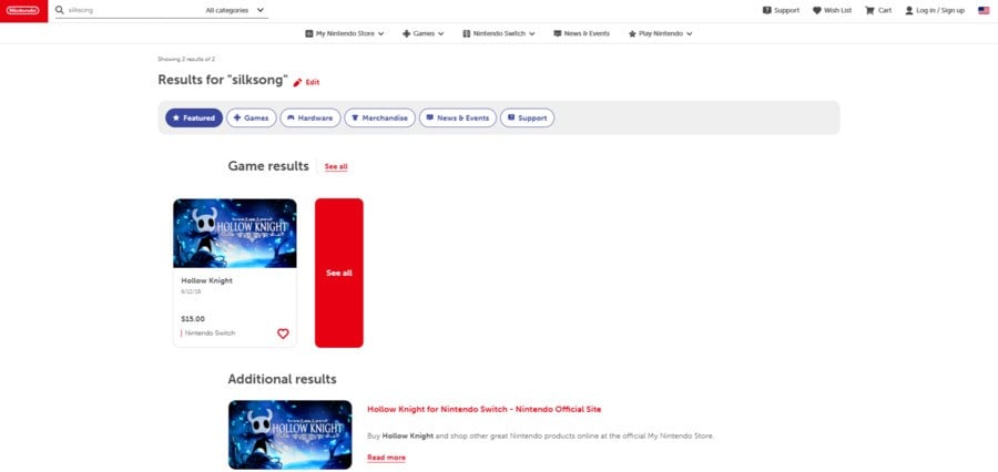 Switch eShop Silksong not appearing