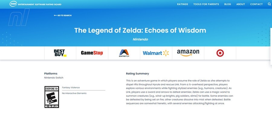 Zelda: Echoes of Wisdom ESRB