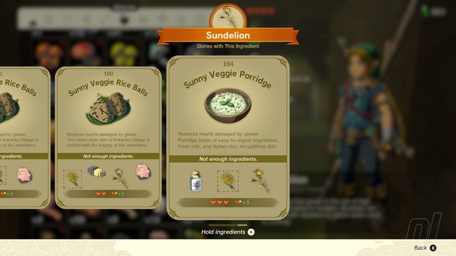 Zelda: Tears Of The Kingdom Sunny Veggie Porridge Recipe