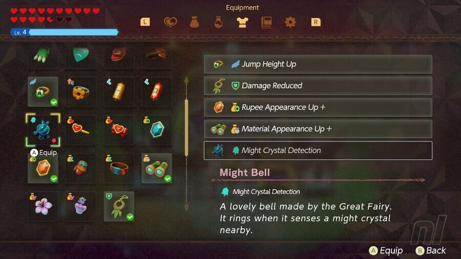 Accessory Equipment Menu Echoes of Wisdom