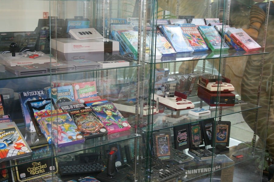 This cabinet at Rare's HQ contains titles from the company's history, plus some NES and Famicom systems