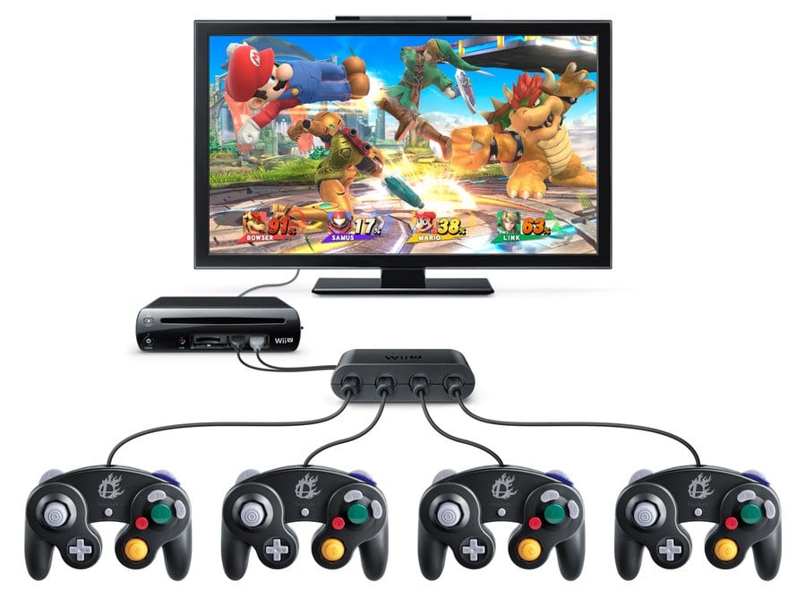 Wii U Game Cube Controller Adapter Super Smash Bros