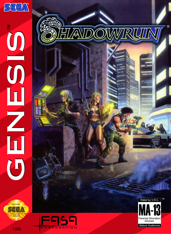 Shadowrun (Sega Genesis, 1994) complete in box with hangtab