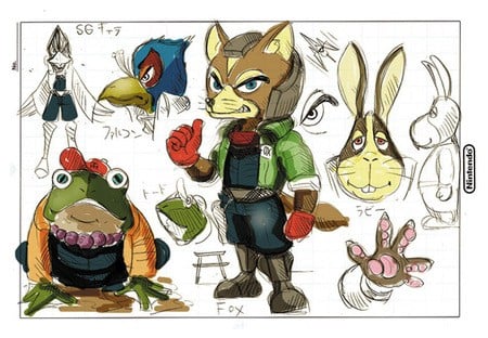Designs by Imamura for the Star Fox and Star Wolf teams.