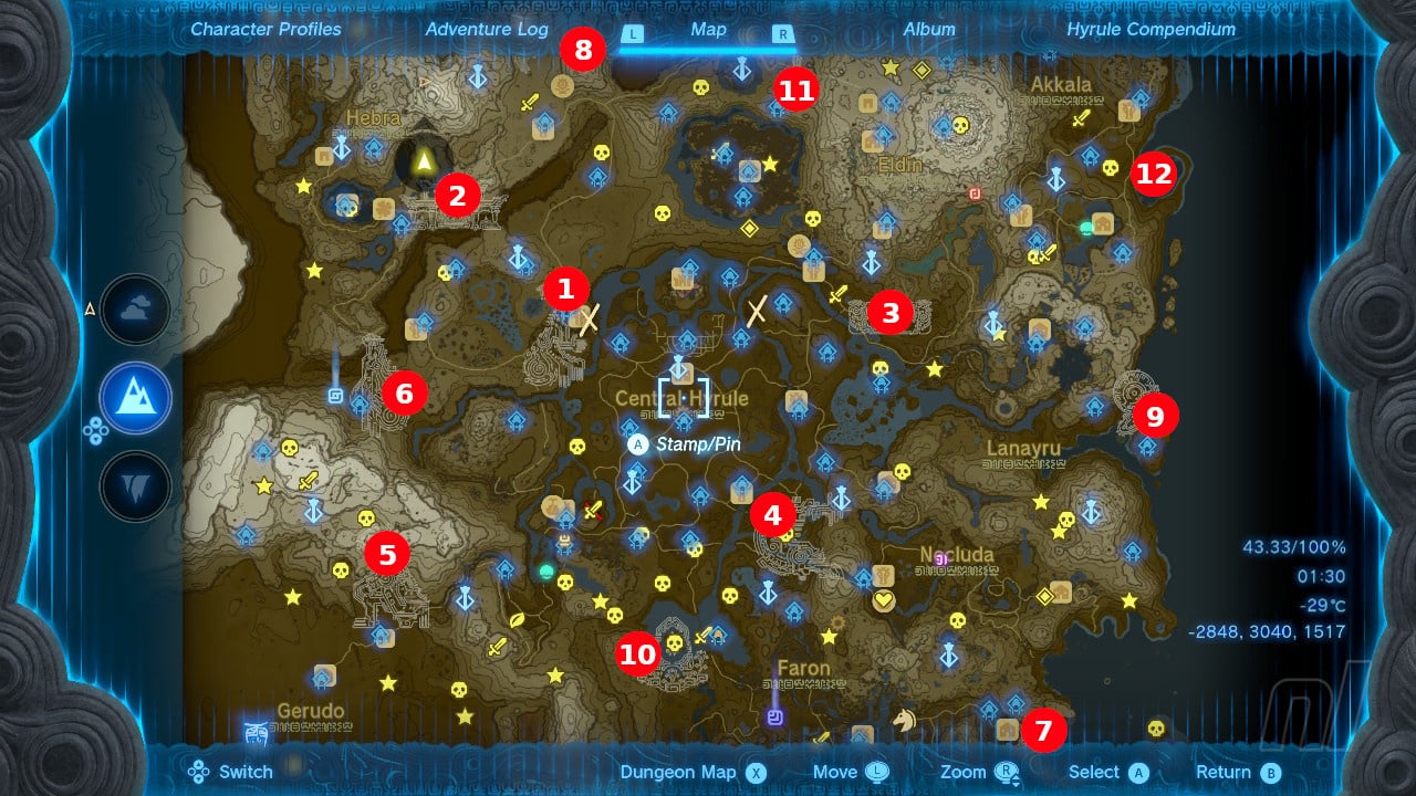 Zelda: Tears Of The Kingdom: All Dragon Tears, Memory Locations - Geoglyphs  Map