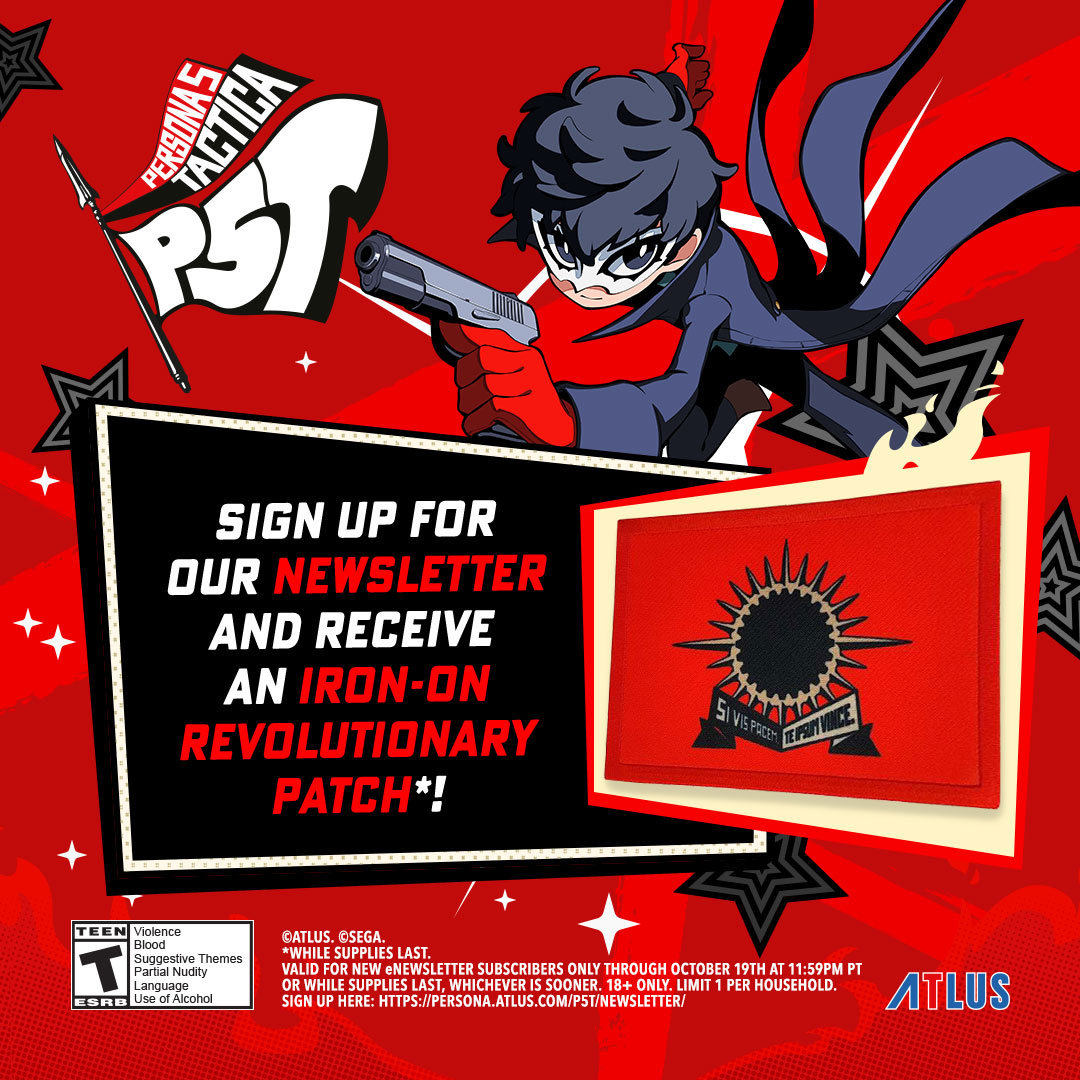 Atlus Offering Free Persona 5 Tactica Iron-On Patch To Newsletter  Subscribers (US)