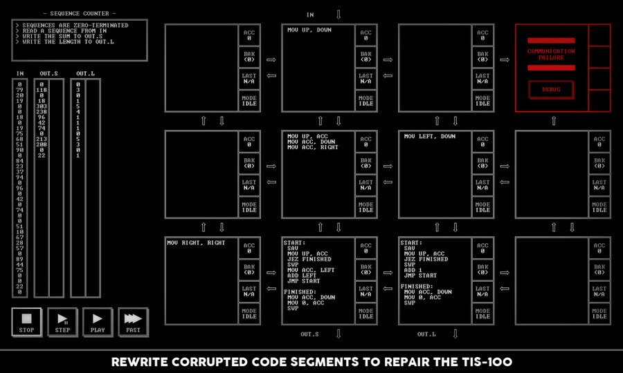 This is TIS-100, by the way. If you're thinking "that doesn't look like a game", then you don't enjoy programming enough