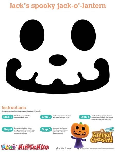 Animal Crossing Pumpkin Stencil