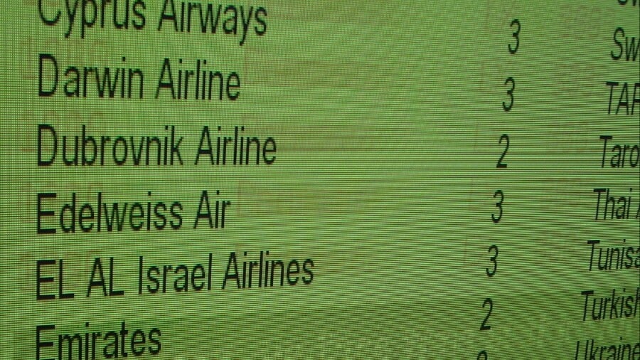 An example of burn-in on an airport screen (airports are a great place to see it)