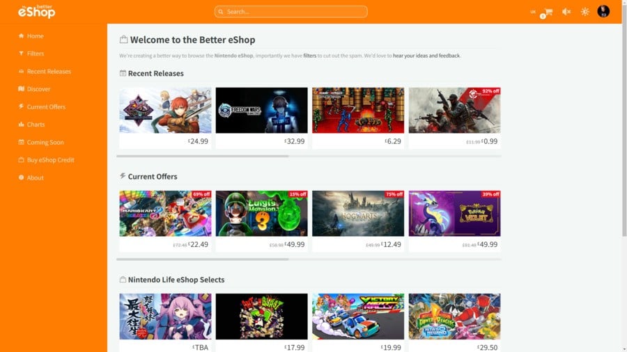 Better eShop (Homepage)