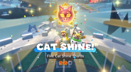 (Clockwise from top left) Climb the finger and pull backwards to 'prime' it, aiming in the direction shown. Release the analogue stick and Mario will fly through the air and collect the shard