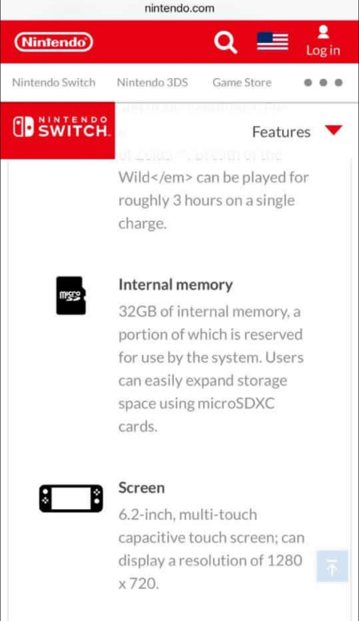 Nintendo Switch Has 32gb Internal Memory Expandable With Micro Sd