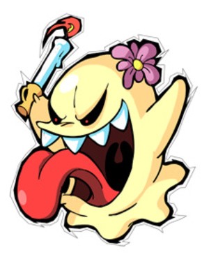 PONPORUU: A mischievous ghost that hides in the ground. It can induce reverse controls with its SCARE ATTACK!