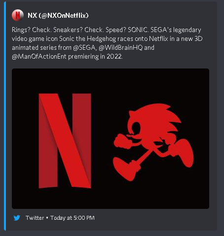 Netflix x Sonic Deleted Tweet