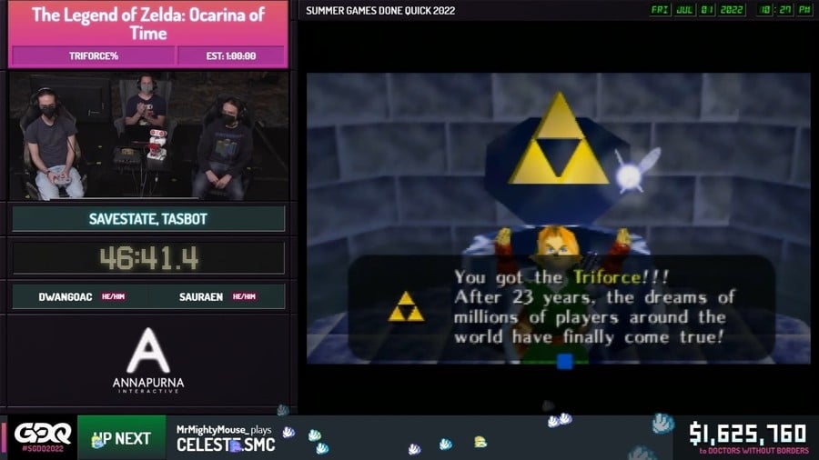 2022 07 04 15 14 16 OoT Triforce Percent ACE Showcase TASBot Links Here Together With SGDQ 2022!