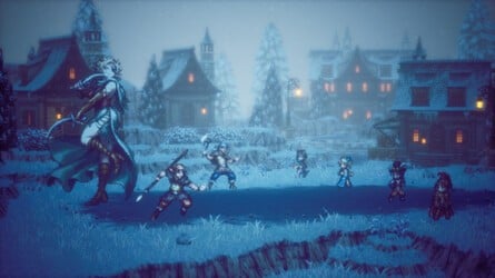 Octopath Traveler II Boss Battle in the snow