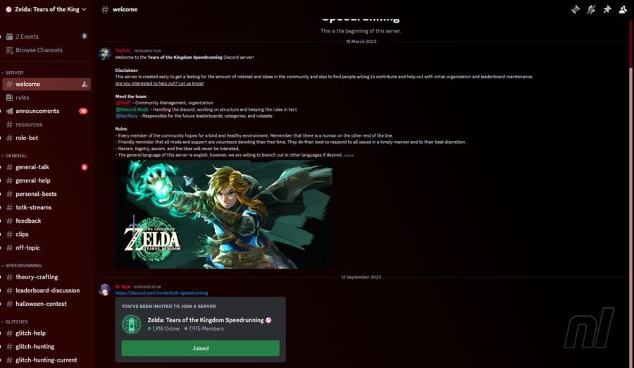 Zelda TOTK speedrun Discord