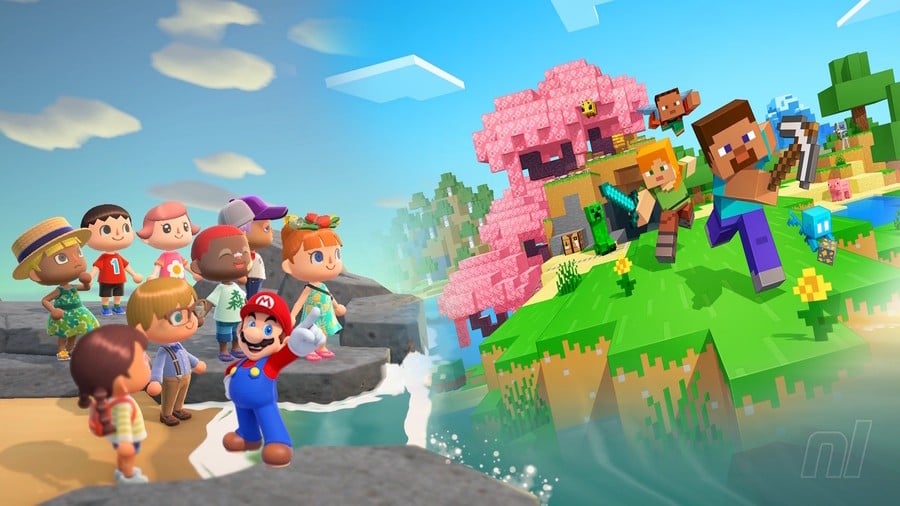 Minecraft Super Mario and Animal Crossing: New Horizons